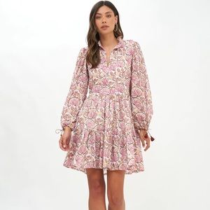 Oliphant Long Sleeve Yolk Neck Dress in Montenegro Pink - size medium